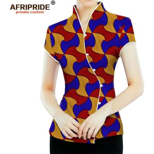 African Womens fashion Coat ankara top with pearl button print high quality stitched casual clothing AFRIPRIDE A1924003