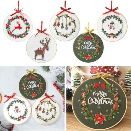 DIY Embroidery Kit Flowers Crafts Cross Stitch Material Crafting Hoop Cloth