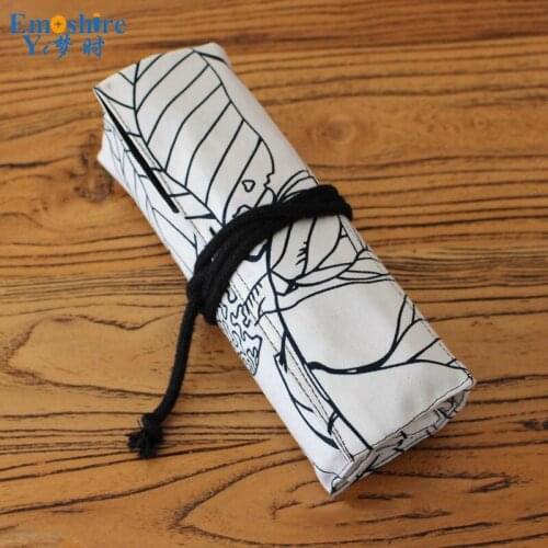 New Pencil Case School Canvas Roll Pouch Makeup Comestic Brush Storage Pecncil Box Pencil Case for School 36/48/72 Holes B062