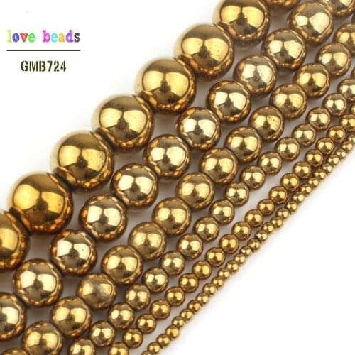 Wholesale Natural Stone Beads Gold Hematite Beads 2/3/4/6/8/10mm 16" Strand Pick Size For Jewelry Making