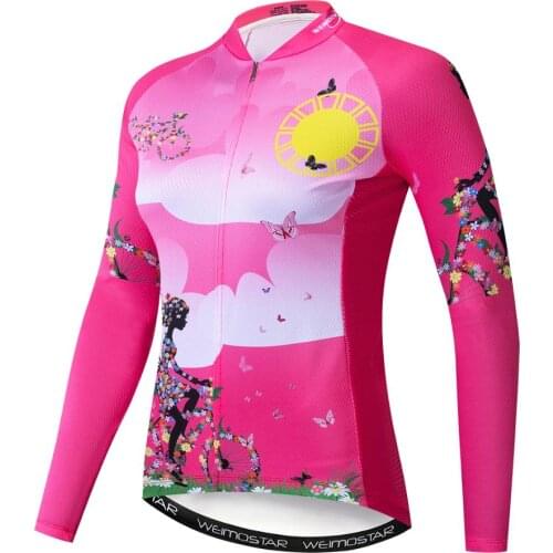 Autumn Pro Long Sleeve Cycling Jersey MTB Women Cycling Shirt Team Mountain Ropa De Ciclismo Long Bike Jersery Brazil Pink