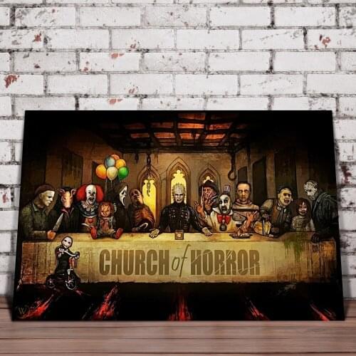 Canvas Poster The Last Supper-Horror Church Wall Art Painting Posters and Prints Nordic Wall Pictures for Home Decor No Frame