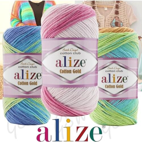 Cotton Patterned Yarn - 12 Color Options 330 Meters (100gr) Hand Knitting Yarn Ball - Alize Cotton Gold Batik - Sheep - Vest - Multicolor - Blanket - Sweater - Hobby - Acrylic - Patterned - Handmade - Baby DIY