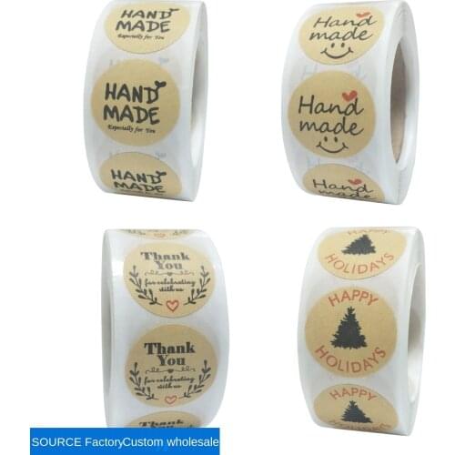 Roll up kraft paper sticker personalized hand adhesive decoration baking label