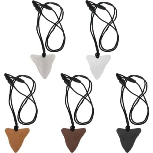Shark Tooth Silicone Teething Necklace Baby Gender Neutral Chew Necklace Sensory Teether Pendant BPA Free Beads C5AF