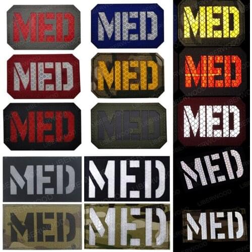 MED IR Reflective Glow in Dark Camo Patch MEDIC Embroidered Tactical Military Rescue Patches Medical EMT PARAMEDIC Emblem Badges