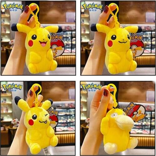 TAKARA TOMY Pokemon Plush Keychain Pikachu Psyduck Charmander Squirtle Stuffed Doll Soft Toys Pendant Children Christmas Gift