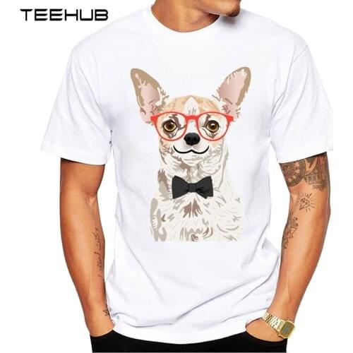 TEEHUB 2019 O-Neck Short Sleeve T-shirt Hipster Chihuahua Men T shirt Fashion Cute Dog Printed t shirt Casual Classic Tee