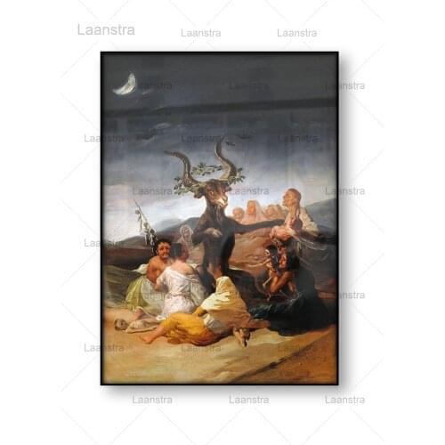 Witches Sabbath Francisco Goya Vintage Poster Antique Painting Wall Art Picture Devil Satan Horned Goat Canvas Print Decoration