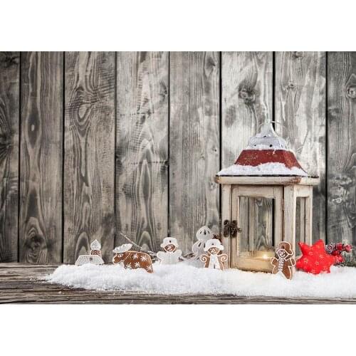 Wooden Plank Lamp Snow Christmas Decors Photo Backgrounds Vinyl Cloth Backdrop for Children Baby Photobooth Photography Props