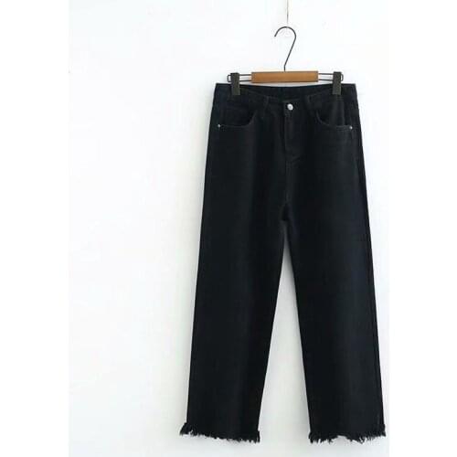 Plus Size XL-4XL Womens Black Jeans Straight Casual Ankle Denim Pants