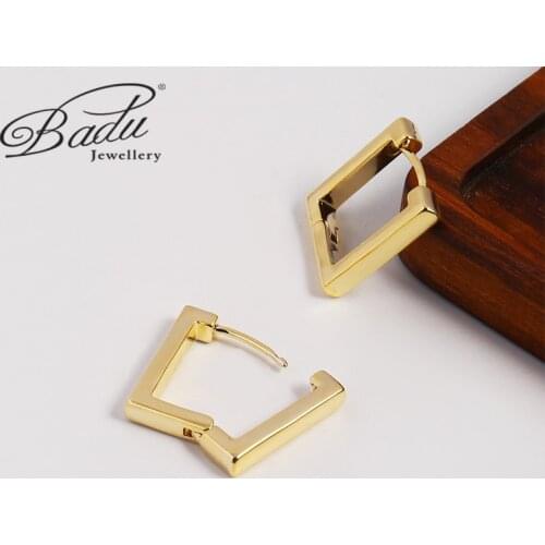 Badu Simple Square Hoop Earrings For Women 2021 Stainless Steel Gold Heart-shaped Geometric Earring Girls Party Jewelry Gifts