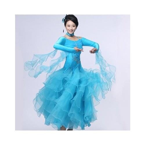 Hot New Women Standard Ballroom Stage Performance/Competition Long Dress,Flamenco/Waltz/Tango Professional Dancewear,10 Colors