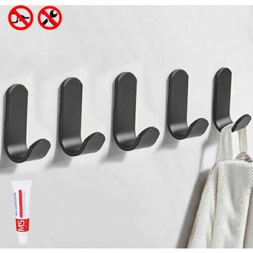 1/5Pcs Aluminum Wall Mounted Bathroom Robe Hook Waterproof Towel Coat Hat Hanger for Kithcen Living Room