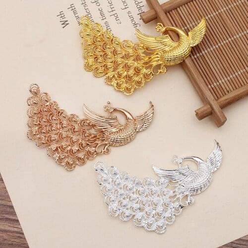 10 Pieces/Lot 54x75mm Filigree Flower Bird Metal Sheet Pendant Setting Diy for Jewelry Making Accessories