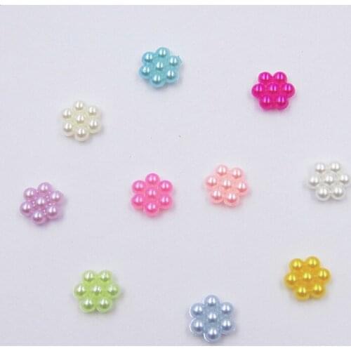 100pcs Mix color 9mm/10mm Imitation ABS FlatBack Cabochon Flower Pearl Beads For DIY Scrapbook Jewelry Nail Art