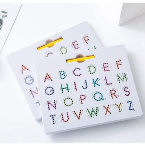2Pcs netic Alphabet Trace Board Double Sided Upper Lower Case Letters Writing Practice Kids Learning Toy