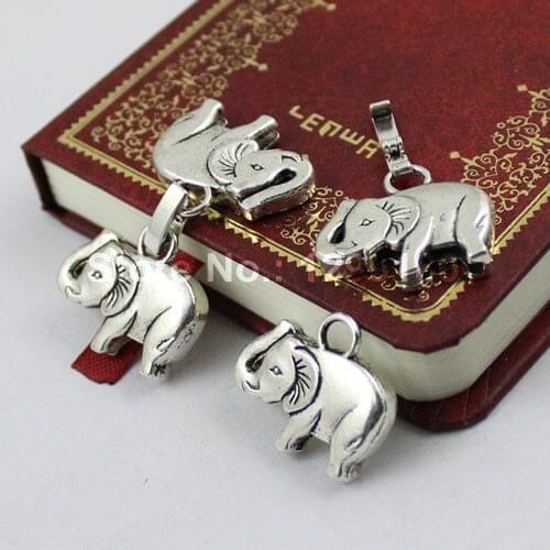 20sets/lot Antique Silver Fold Over Elephant Lobster Clasp For Necklace Bracelet Chain DIY Jewelry Accessory Hole:12x2mm K00775