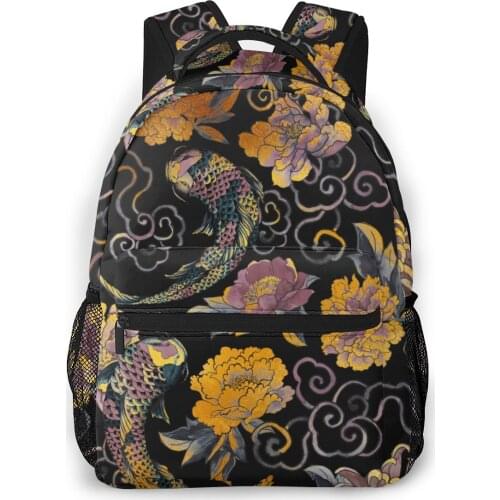 2020 Backpack Women Fashion Shoulder Bag Japanese Flowers And Koi School Bag For Teenage Girl Children Backpacks Travel Bag