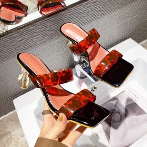 2021 Summer Fashion Leopard High Heels Women Sandals Strange Style Heels Slip On Women Shoes Open Toe Elegant Casual Lady Shoes