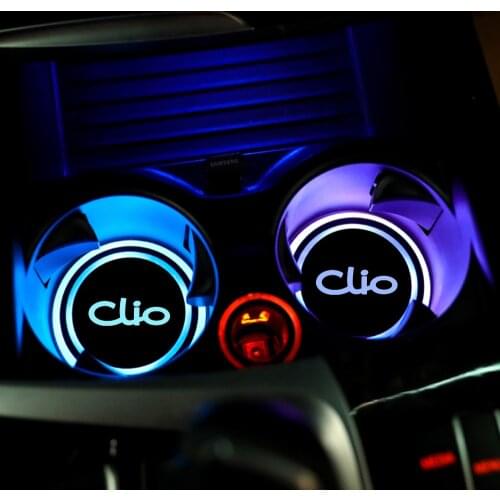 2X For Renault Clio 2 3 4 5 MK2 MK3 MK4 MK5 Sport RS Line Navi Hybrid 2021 1998 Car Cup Holder Mat Pad Lights Tuning Accessories