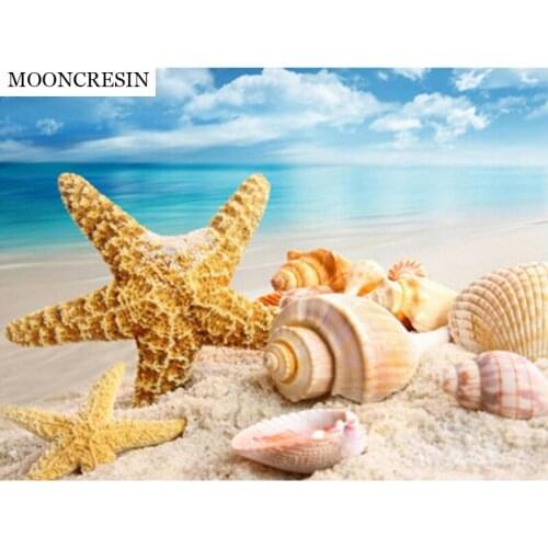 DIY Diamond Painting Landscape Sea Shell Starfish Home Decor Full Resin Rhinestone Mosaic 5D Diamond Embroidery Cross Stitch