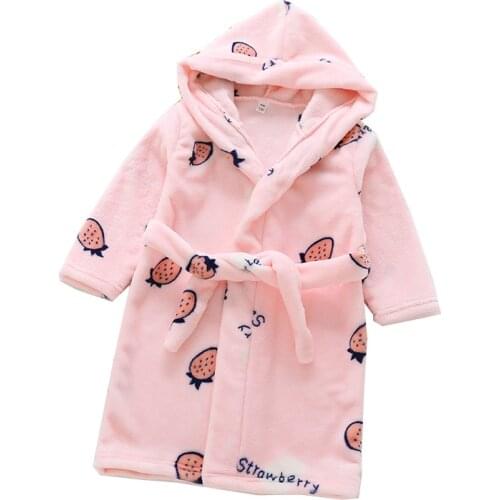 Kids Pajamas Bathrobes Childrens Robe Flannel Baby Bathrobe Long Sleeve Hooded Kids Bath Robe Sleepwear Child Boy Girls Pajamas