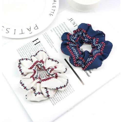 Free shipping fashion hair scrunchies for women Boho prints Accessories korea style rubber gum Ponytail Holder