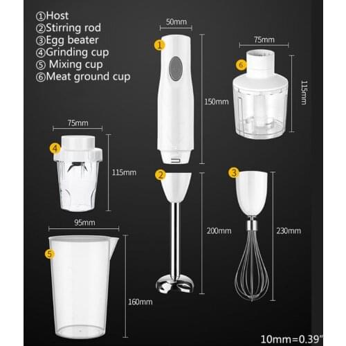Electric Handheld Blender Set 4-in-1 Hand Mixer Multifunctional Whisk Chopper Egg Beater Mixing Feet Whipped Baking Tool