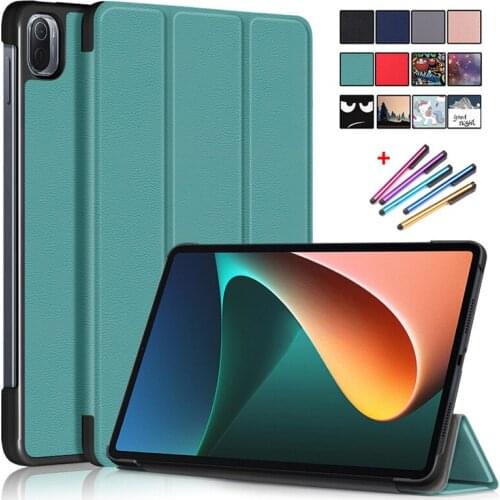 Case For Xiaomi Mi Pad 5 Tablet Case Tri-Fold Leather Stand Tablet Funda For Mi Pad 5 Pro Mipad 5 Pro Case Smart Cover+Gift