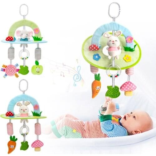 Baby Rattles Toys Mobile On The Crib Newborn Baby Bed Hanging Toys Cartoon Soft Bed Bell Musical Montessori Educational Toy