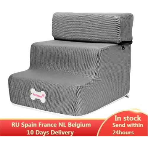 Dog House Dog Ladder Pet 3 Steps Dog Stairs for Small Cat Pet Ramp Ladder Anti-slip Removable Dogs Soft Bed Pet Cages Kennels