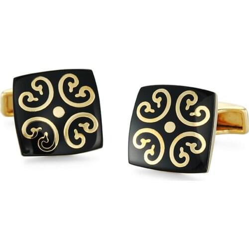 DY new high quality fashion men French shirt Cufflinks Mens dress shirts golden square pattern Cufflinks