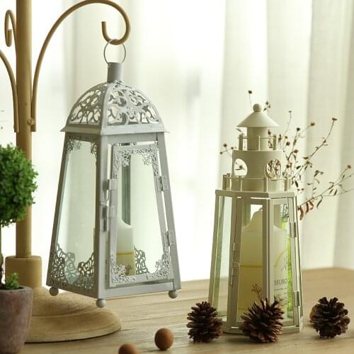 European decor decoration glass Home Furnishing iron candlestick creative new classic Candle Wedding Decoration Lighthouse