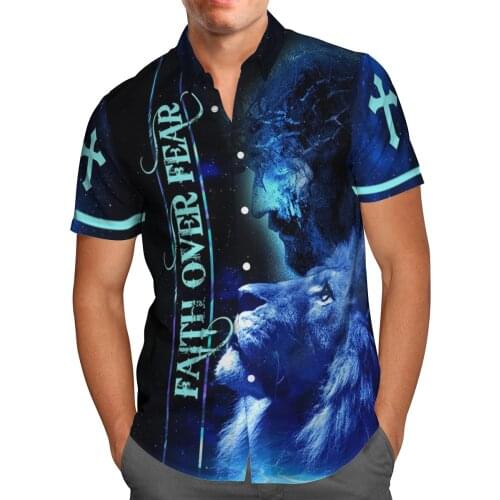 God Christian Jesus 3D Beach Hawaiian 2021 Summer Shirt Short Sleeve Shirt Streetwear Oversized 5XL Camisa Social Chemise Homme