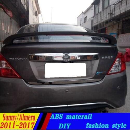 Use for nissan sunny Spoiler 2011-2017 sunny Spoiler with light High Quality ABS Material Car Rear Wing Primer Color spoiler