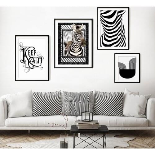 Modern Black and White Style Zebra Abstract Stripes Wall Picture Art Poster Canvas Painting Print for Living Room Home Decor