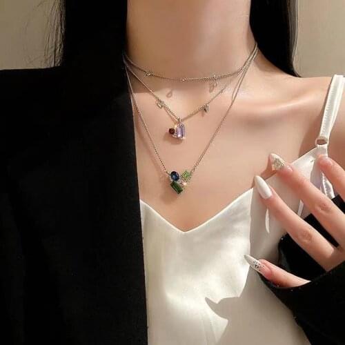 Korean Trendy Multi-layer Love Necklace Personality Fashion Niche Light Luxury Necklace Clavicle Chain Jewelry for Women