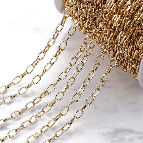 1Meter Brass Chains 14k Gold Plated Necklace Chain for Jewelry Findings Making Supplies Components DIY Made Bracelet Accessories