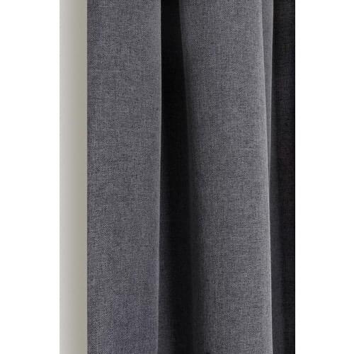 Belle Cose Linen Blackout Blackout Thermal Anthracite Gray Background Curtain Single Wing