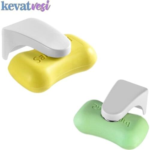 Magnetic Hanging Soap Holder Magic Storage Rack Punch Free Household Plastic Soap Holder Drain Soaps Dish Bathroom Organizer