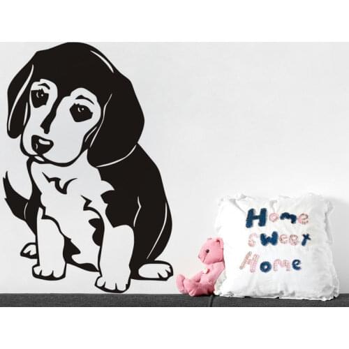 Cute Puppy Dog Wall Decals Beagle Art Mural Vinyl Sticker For Bedroom Removable Animal Home Decor Decal adesivo de parede ZA438
