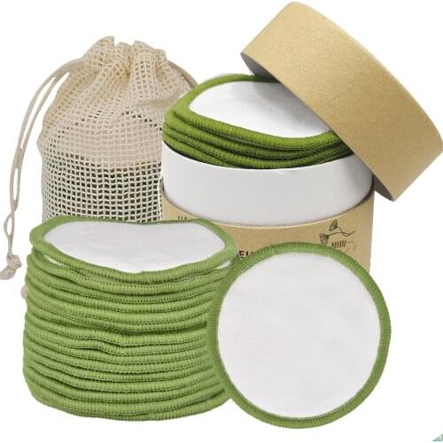 Reusable Bamboo Makeup Remover 20 pcs/10pcs Pack Washable Rounds Cleansing Facial Cotton Make Up Removal Pads Tool