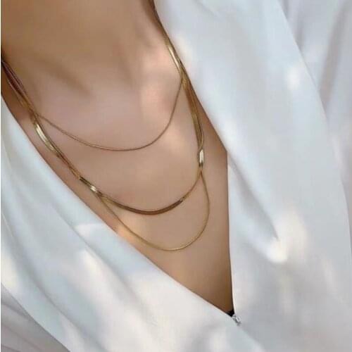 Fashion Jewelry High End Finish Stainless Steel Snake Chain Three Layers Chain Necklace