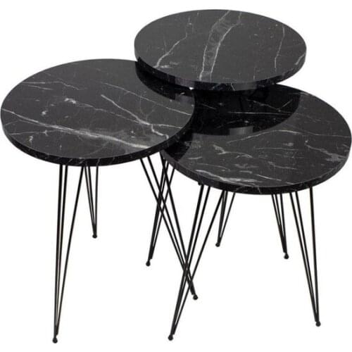 New Modern Bitirdin Zigon Coffee table Black Marble Pattern Metal Foot Zigon coffe table table basse