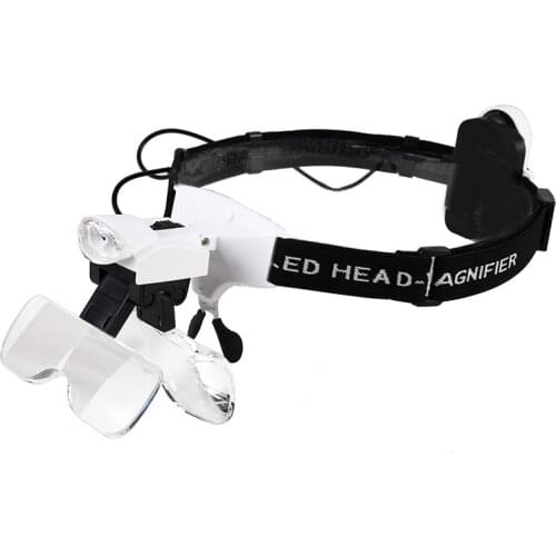 Wholesale 9892C2 LED Lights 1X~6X Magnifying Glass Lupa Loupe Microscope Head Wearing Reading Repair tools Magnifier Glasses