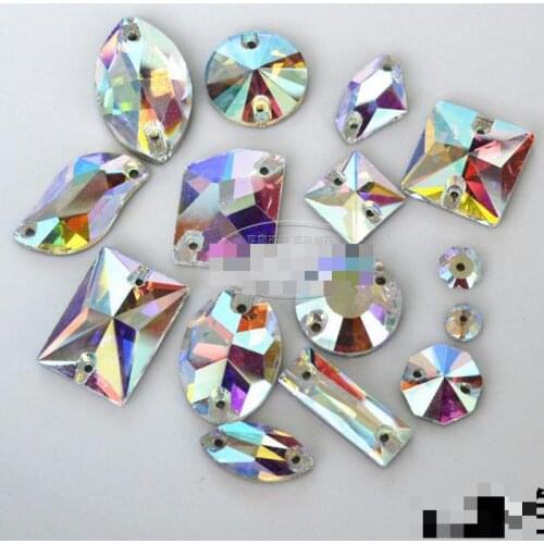 Latin Dance Dress Sewing Crystal Ab Flatback Rhinestones Sew On Crystals Stones Horse Eye Acrylic Strass For Diy Clothes Crafts