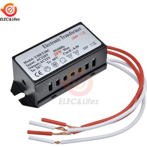 AC 220V to 12V 20W Step Down Voltage Converter Power Halogen lamp Lighting Transformer Regulator LED Driver for Ceiling Cabinet