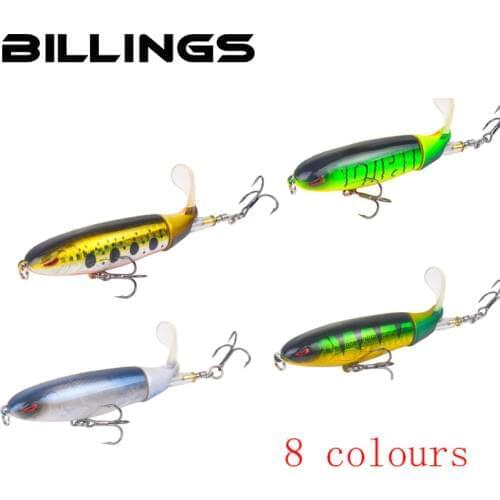 BILLINGS Whopper Popper Minnow Fishing Lure 100mm 13.2g Rotating Tail Top Water Swim Crankbait Bass Shap Hook Fishing Tackle