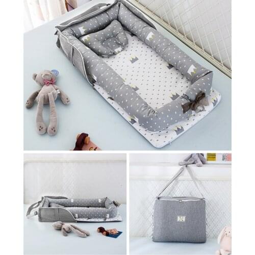 Portable Baby Bed Newborn Foldable Crib Travel Bed Infant Cotton Breathable Basket Protect Cradle Cushion Bumper Crib For Baby